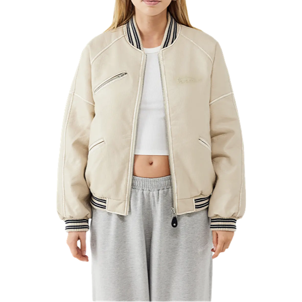 Varsity Faux Leather Bomber Jacket