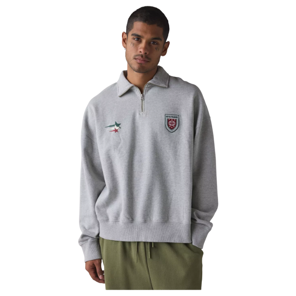 Iets Frans Silas Badge Quarter Zip Polo Sweatshirt