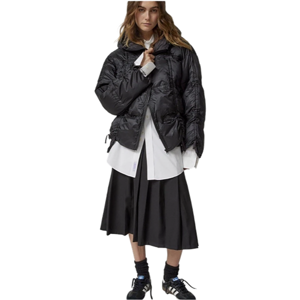 Iets Frans Urban Outfitters Black Quilted Ruched Puffer Jacket (Large)